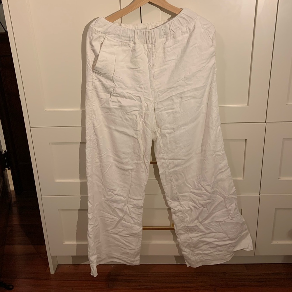 Double Layer Linen Cotton Blend Abercrombie Wide Leg Trouser